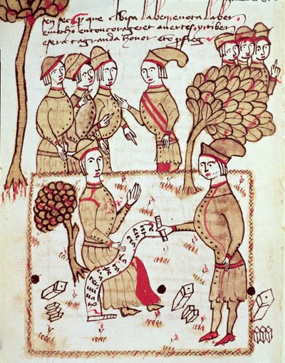 Ms 327 fol.201v Een landmeter met zijn arbeiders, uit 